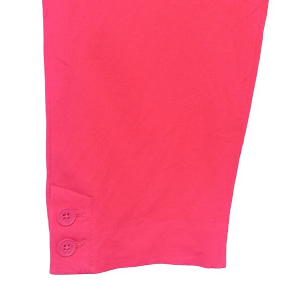Talbots Pants Pink Size 2 Petite Curvy Fit Cropped Button Detail On Leg Hem - Picture 4 of 6